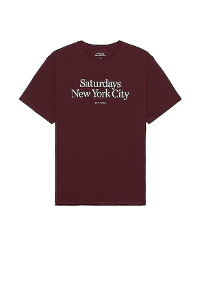 SATURDAYS NYC Miller Standard Tee in Chocolate Truffle - Burgundy. Size M (also in S).
