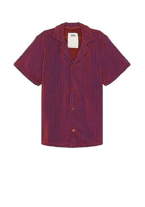 OAS Deep Cut Cuba Terry Shirt in Rusty Red - Rust. Size L (also in M, XL/1X).