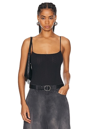 Cou Cou Intimates The Pointelle Bodysuit in Black - Black. Size L (also in M, S, XL, XS).