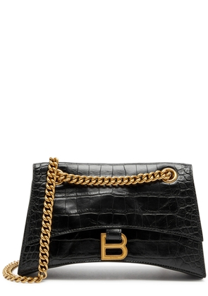 Balenciaga Crush Small Crocodile-effect Leather Shoulder bag - Black