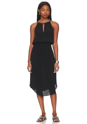 Bobi Black Smocked Waist Midi Dress in Black. Size S.