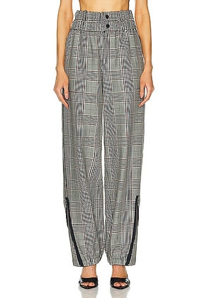 Monse Plaid Double Waistband Zipper Detailed Pant in Black Multi - Black. Size 0 (also in 2, 6, 8).