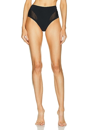Mugler High Waisted Bikini Bottom in Black - Black. Size 34 (also in 36, 38, 40, 42).