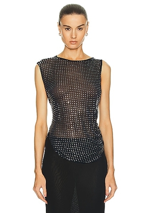 Christopher Esber Cristalla Asymmetric Knit Top in Ink - Charcoal. Size L (also in M).