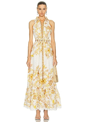 HEMANT AND NANDITA Tora Long Belt Buckle Dress in Off White - White. Size M (also in S, XS).