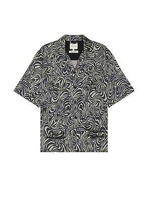Nicholas Daley Aloha Shirt in Zebra Swirl - Black. Size L (also in M, XL/1X).