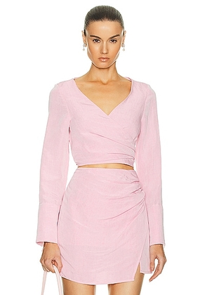 MATTHEW BRUCH Wrap Long Sleeve Top in Pink - Pink. Size 1 (also in 2, 3).
