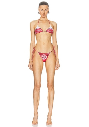 Jean Paul Gaultier Diablo Bikini Set in White & Red - Red. Size L (also in M, S, XS).