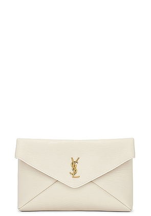Saint Laurent Large Envelope Pouch in Crema Soft - Ivory. Size all.