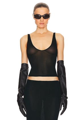 Helsa Sheer Knit Tank Top in Black. Size L, S, XL.
