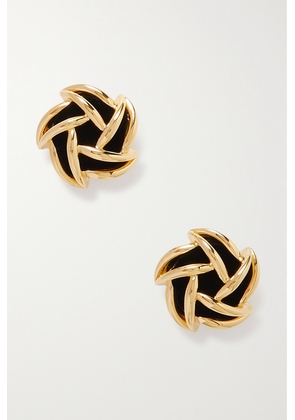 SAINT LAURENT - Gold-tone Velvet Clip Earrings - Black - One size