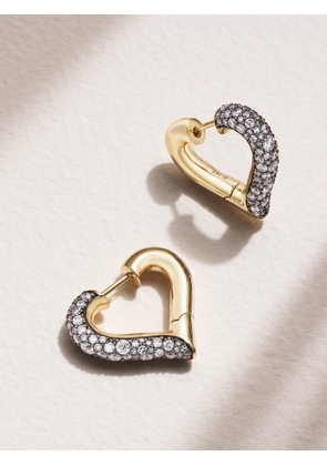 Lucy Delius - Chubby Love Rhodium-plated 14-karat Recycled Gold Diamond Hoop Earrings - One size