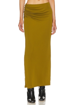 NBD Kimia Maxi Skirt in Olive. Size S, XL, XS.