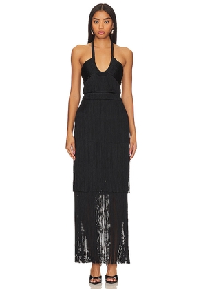 SIMKHAI Baldwin Fringe Dress in Black. Size 0, 8.