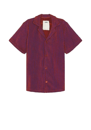 OAS Deep Cut Cuba Terry Shirt in Rust. Size M, XL/1X.