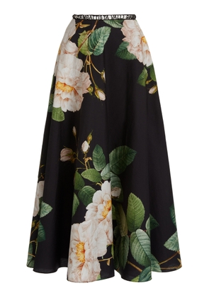 Giambattista Valli - Floral-Printed Cotton Poplin Maxi Skirt - Black - IT 44 - Moda Operandi