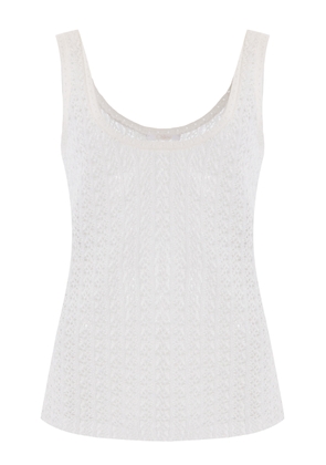 Chloé - Lace-Knit Silk-Linen Tank Top - White - M - Moda Operandi