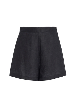 Posse - Exclusive Perri High-Waisted Linen Shorts - Black - XL - Moda Operandi