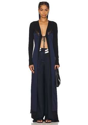 Monse Lingerie Maxi Cardigan in Navy. Size S, XS.