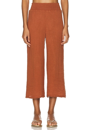 Michael Stars Medina Smocked Waist Cropped Pant in Brown. Size M, S, XS.