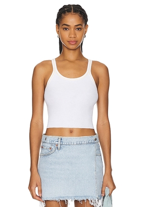 RE/DONE Cropped Ribbed Tank in White. Size L, S, XL, XS.