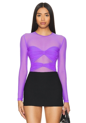 Nookie Intrigue Bodysuit in Purple. Size L, S, XL, XS.