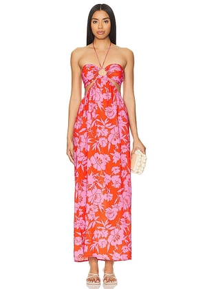 Line & Dot Jennie Midi Dress in Pink,Coral. Size L, S, XS.