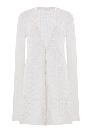 Chloé - Lace-Knit Silk-Linen Cardigan - White - M - Moda Operandi
