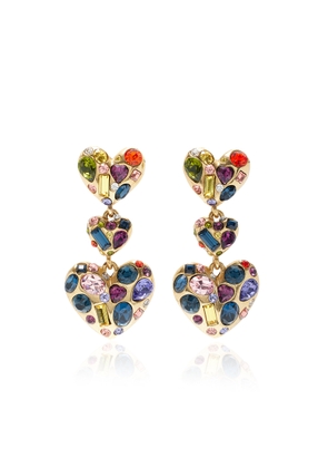 Oscar de la Renta - Crystal-Embellished Gold-Tone Heart Earrings - Multi - OS - Moda Operandi - Gifts For Her