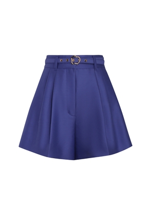 Zimmermann - Natura Pleated Wool-Silk Shorts - Blue - 1 - Moda Operandi