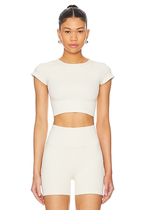 WellBeing + BeingWell StretchWell Maya Cropped Tee in Beige. Size S/M, XXS/XS.