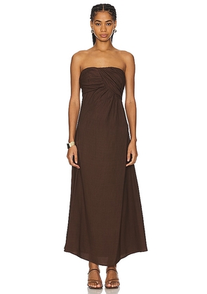 SOVERE Seaira Maxi Dress in Brown. Size M, S, XL, XS.