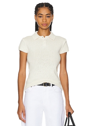 Theory Cap Sleeve Polo in Cream. Size S, XS.