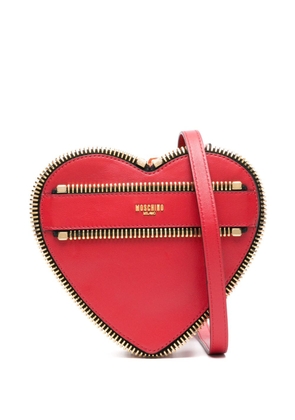 Moschino heart-shaped zip-detailing clutch bag - Red