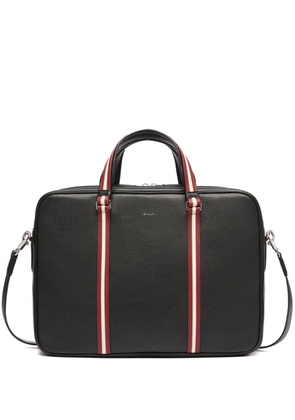 Bally stripe-detail leather briefcase - Black