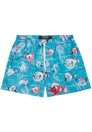 Zegna graphic-print swim shorts - Blue