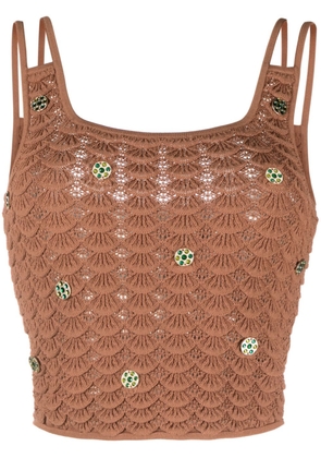 SANDRO coin-detailing scalloped tank top - Brown