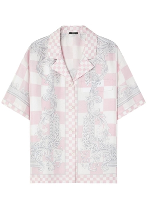 Versace Barocco-print checked silk shirt - Pink