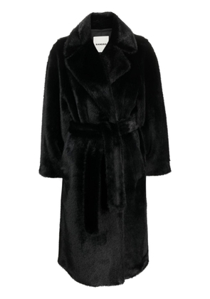 SANDRO notched-lapel tied coat - Black