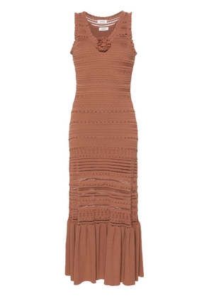 SANDRO crochet-knit flared maxi dress - Brown