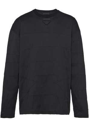 Prada panelled long-sleeve cotton T-shirt - Black