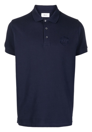 Bally logo-embroidered cotton polo shirt - Blue