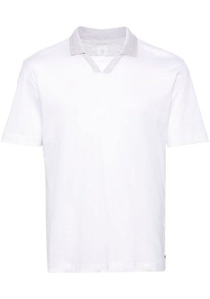 Eleventy striped-edge cotton polo shirt - White