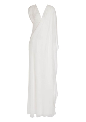 Alberta Ferretti ruched single-sleeve silk dress - White