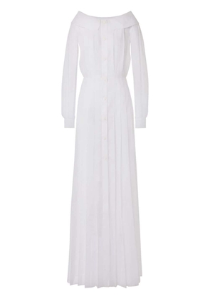 Alberta Ferretti peter pan-collar pleated cotton dress - White