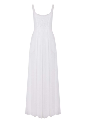 Alberta Ferretti draped-detail cotton dress - White