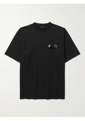 Balenciaga - Gaffer Oversized Logo-Embroidered Appliquéd Cotton-Jersey T-Shirt - Men - Black - XS