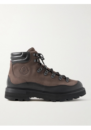 Moncler - Peka Trek Leather-Trimmed Nubuck Hiking Boots - Men - Brown - EU 41