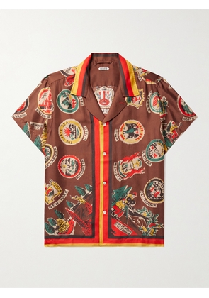 BODE - Camp-Collar Printed Silk Shirt - Men - Brown - S