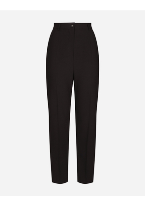Dolce & Gabbana Wool Pants With Duchesse Tuxedo Band - Woman Trousers And Shorts Black Fabric 50